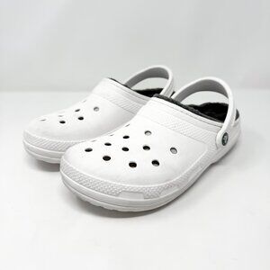 Crocs Classic Clogs Women's 10 / Men's 8 White Slip on Shoes Faux Fur Lining 203